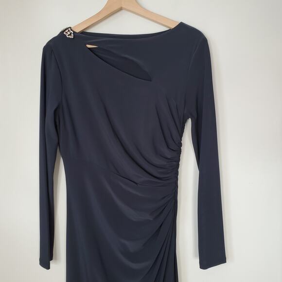 Lauren Ralph Lauren Long Sleeve Gown Evening Formal Dress Navy Blue Size US 8 - Picture 4 of 12